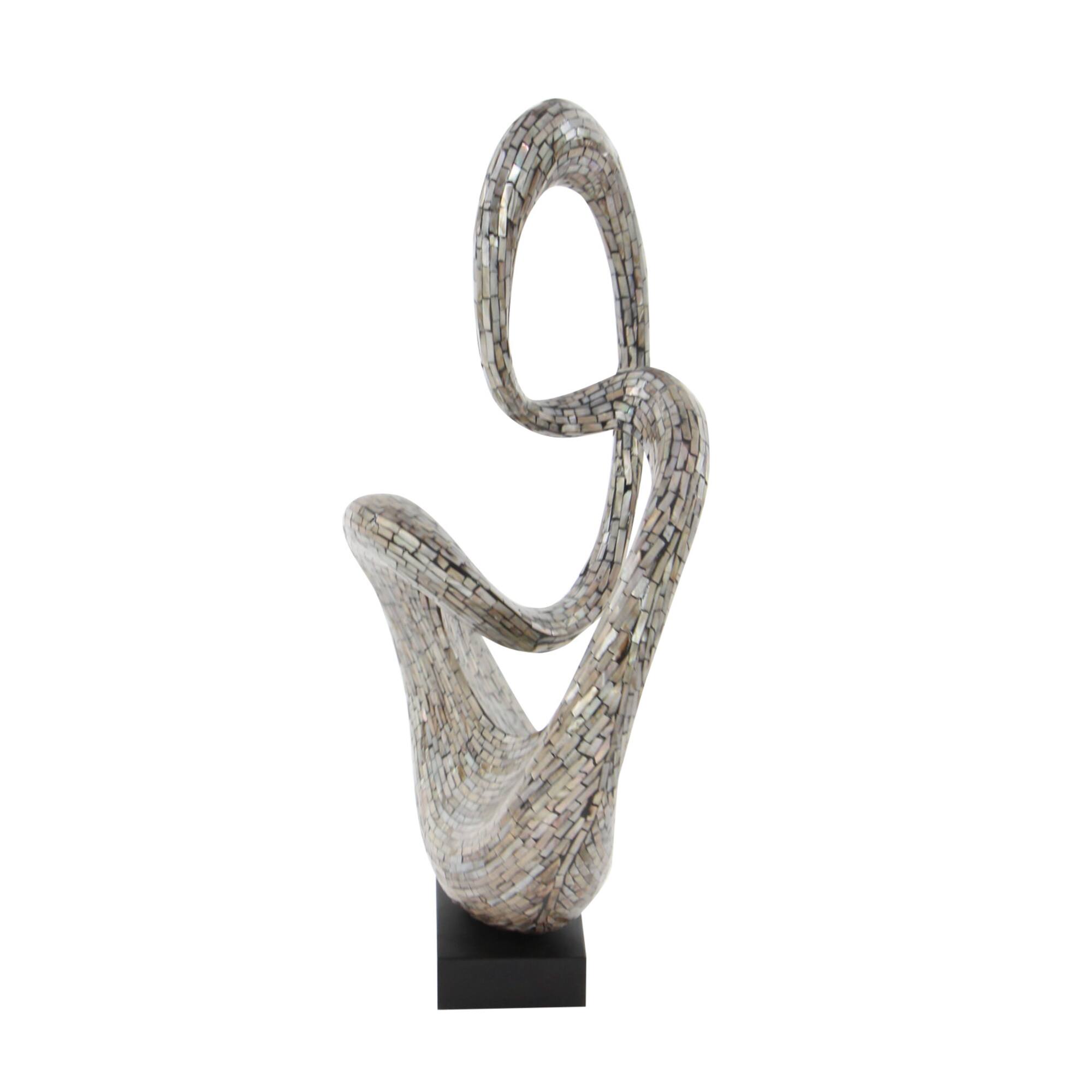 30" Gray Capiz Shell Abstract Sculpture